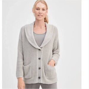 Haven Well Within Cable Knit Shawl Collar Gray Button Front Cardigan Size Large
